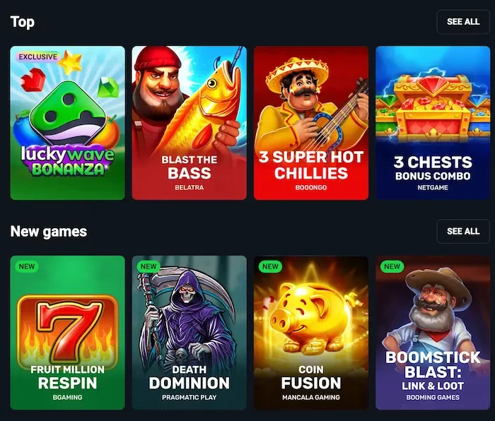 Lucky Wave Casino Home games